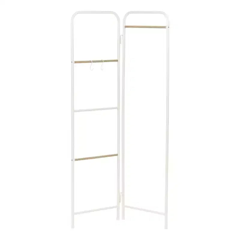 IRIS 2 Panel Free Standing Metal Garment Rack White: Closet & Steaming Rack, Freestanding Closet, Metal Shelving