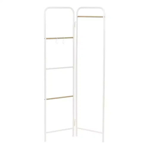 IRIS 2 Panel Free Standing Metal Garment Rack White: Closet & Steaming Rack, Freestanding Closet, Metal Shelving