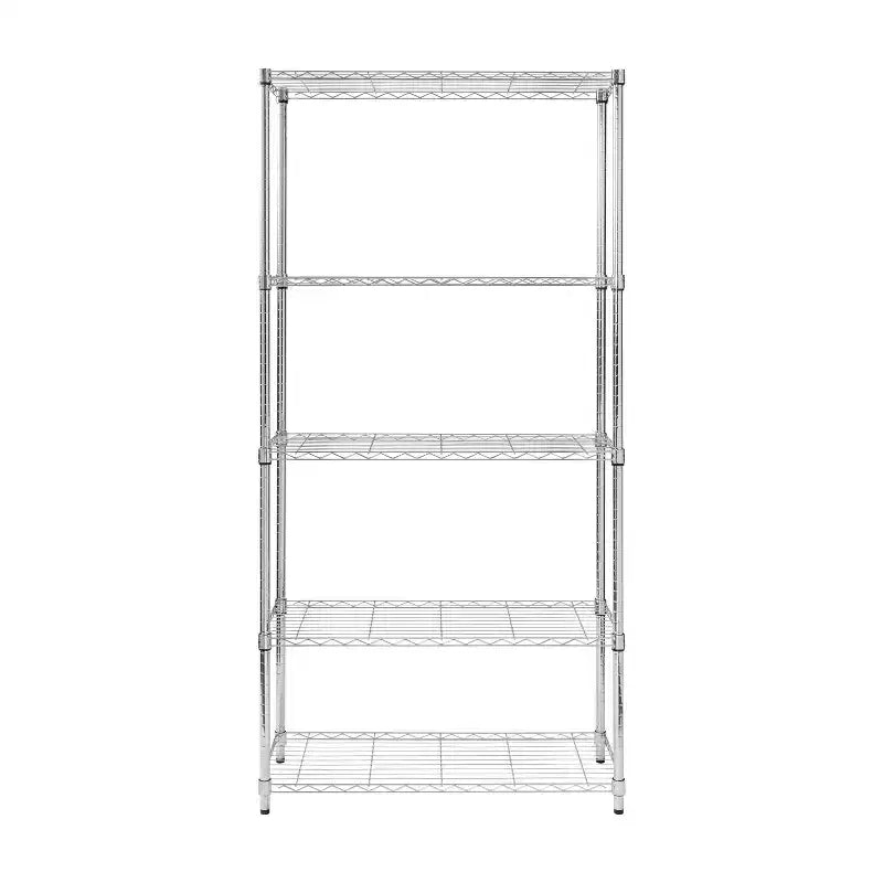Étagère à 5 niveaux, 90 kg par étagère, chromée : étagère en fil d'acier, 183 cm H, 91 cm P, 36 cm L, rangement universel