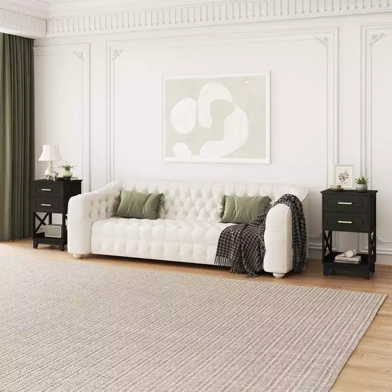 Table de chevet haute avec 2 tiroirs et étagère ouverte, table de chevet/d'appoint moderne pour chambre, salon, bureau à domicile