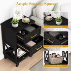 Table de chevet haute avec 2 tiroirs et étagère ouverte, table de chevet/d'appoint moderne pour chambre, salon, bureau à domicile