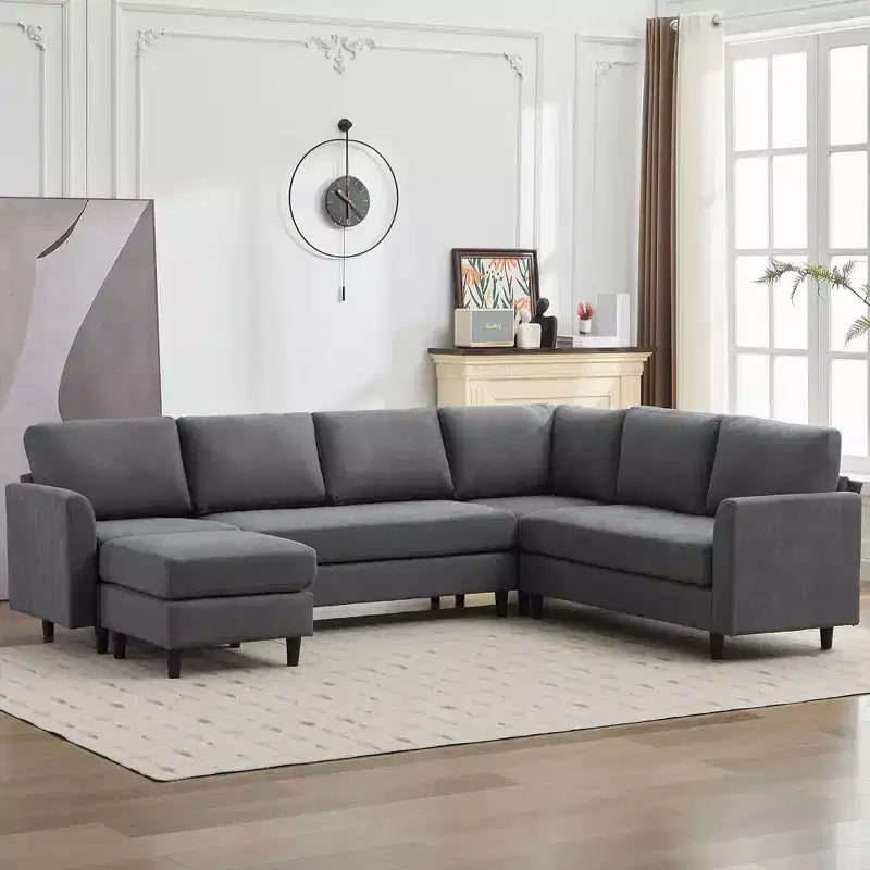 Canapé d'angle modulaire confortable, grand canapé d'angle 7 places pour salon, bureau, grand espace
