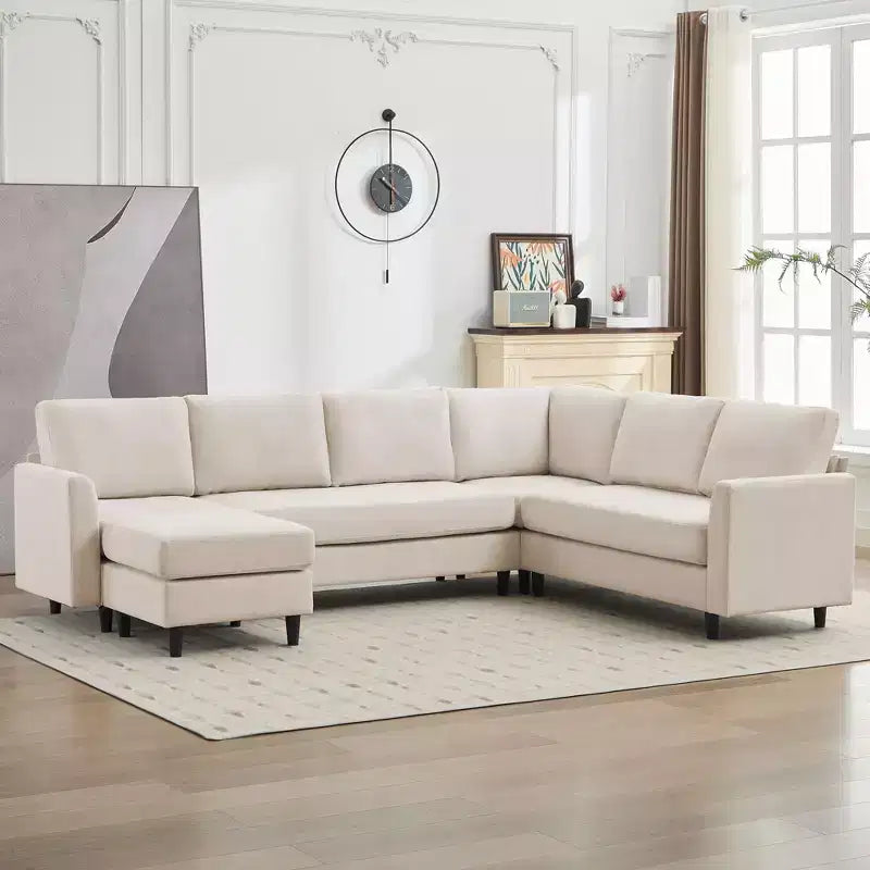 Canapé d'angle modulaire confortable, grand canapé d'angle 7 places pour salon, bureau, grand espace
