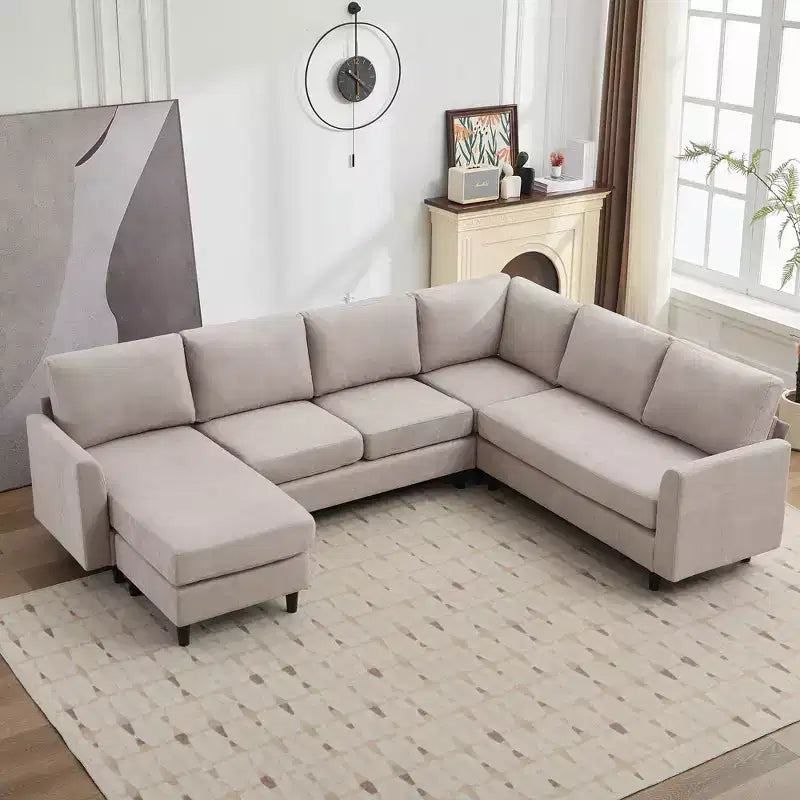 Canapé d'angle modulaire confortable, grand canapé d'angle 7 places pour salon, bureau, grand espace