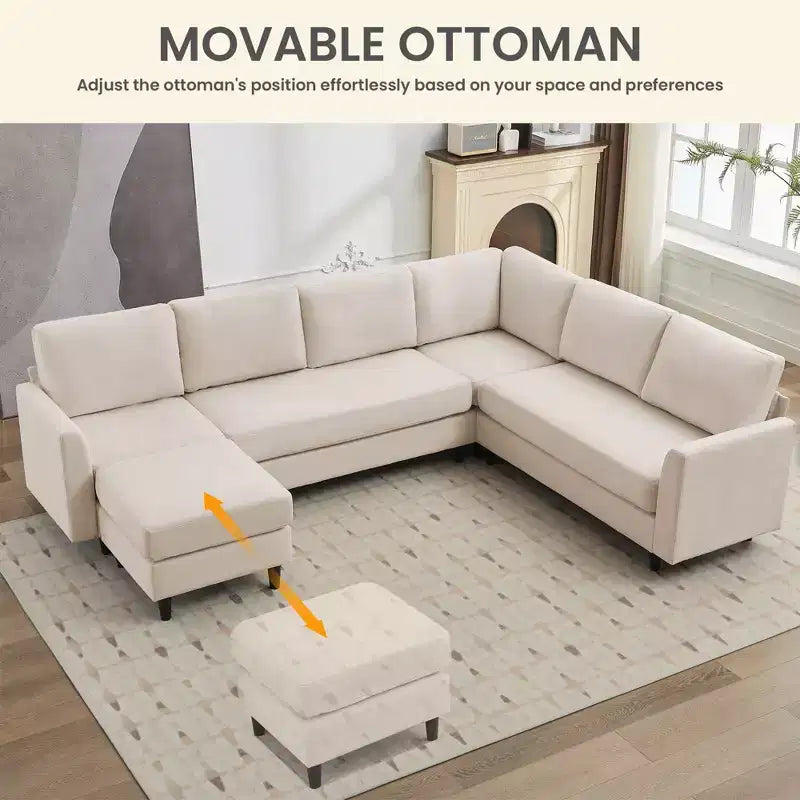 Canapé d'angle modulaire confortable, grand canapé d'angle 7 places pour salon, bureau, grand espace