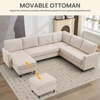 Canapé d'angle modulaire confortable, grand canapé d'angle 7 places pour salon, bureau, grand espace