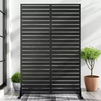8-Fold Louver Black Galvanized Aesthetic Room Divider | 183H x 120W x 40D cm