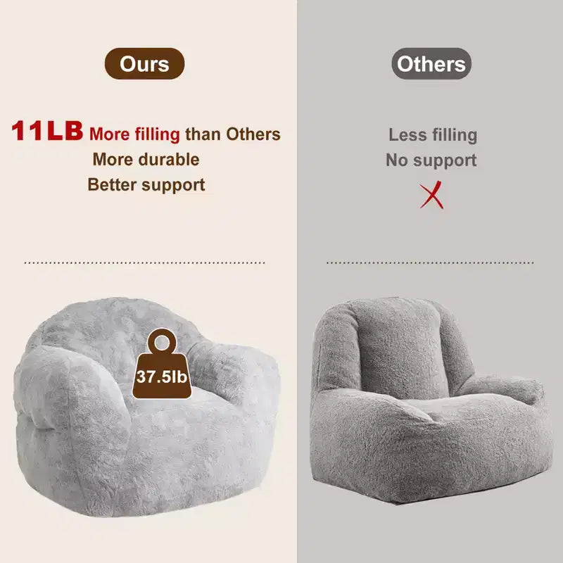 Pouf géant pour chambre et salon, gris clair
