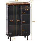Meuble de rangement 3 niveaux de 72 cm avec 2 portes vitrées, organisateur de rangement moderne pour entrée, salon, bureau à domicile, salle à manger, noir+marron