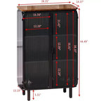 Meuble de rangement 3 niveaux de 72 cm avec 2 portes vitrées, organisateur de rangement moderne pour entrée, salon, bureau à domicile, salle à manger, noir+marron