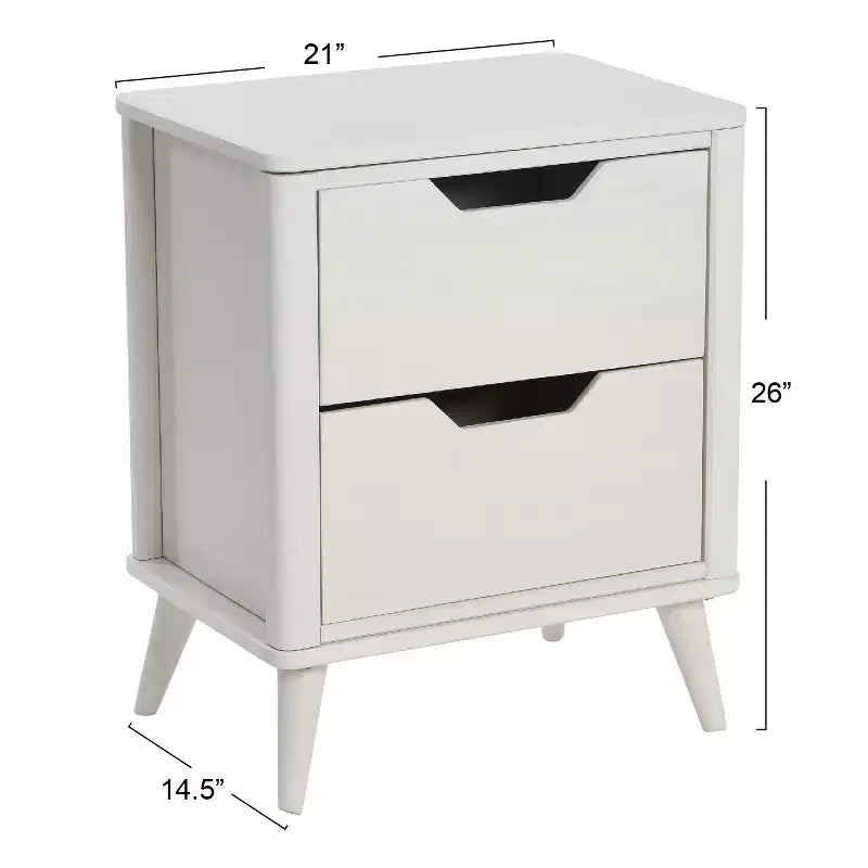Table de chevet en bois massif de style Mid-Century avec 2 tiroirs de rangement