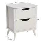 Table de chevet en bois massif de style Mid-Century avec 2 tiroirs de rangement