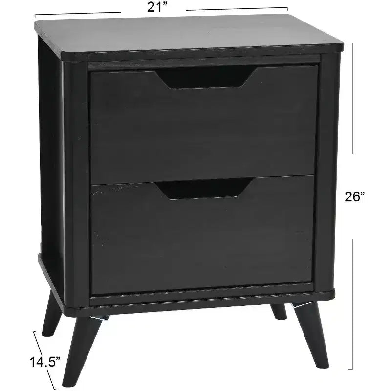 Table de chevet en bois massif de style Mid-Century avec 2 tiroirs de rangement