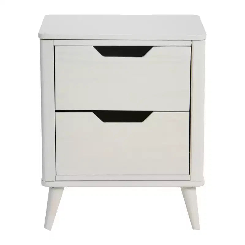 Table de chevet en bois massif de style Mid-Century avec 2 tiroirs de rangement