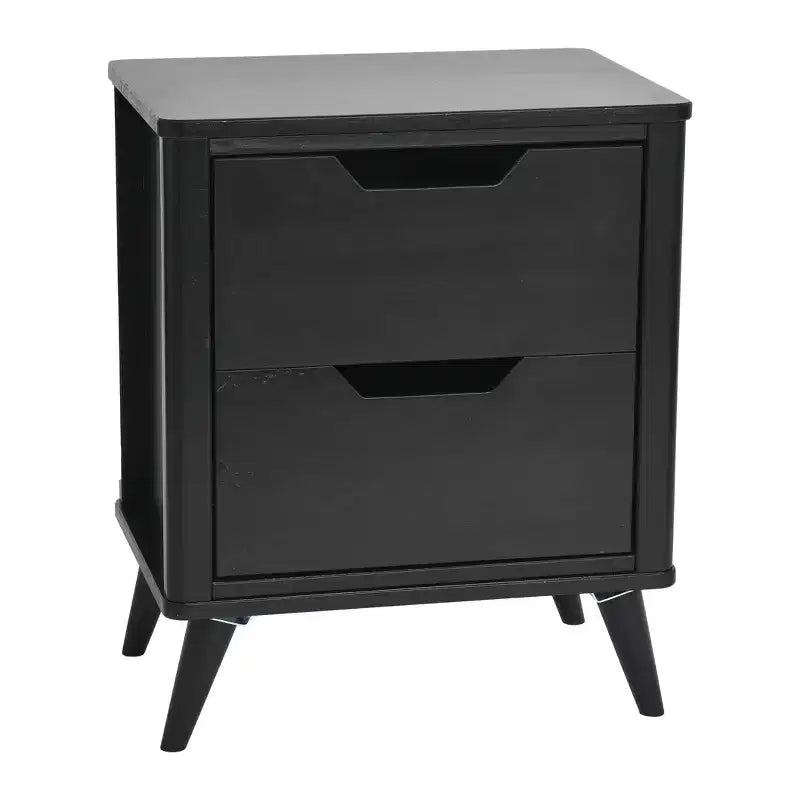 Table de chevet en bois massif de style Mid-Century avec 2 tiroirs de rangement