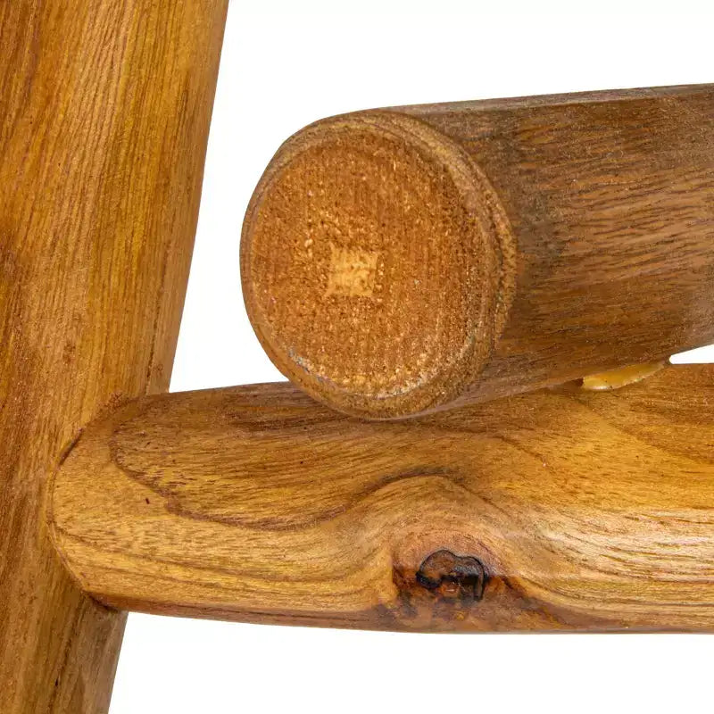 Tabouret en bois de teck et mendong tressé, noir