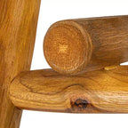 Tabouret en bois de teck et mendong tressé, noir