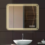 Miroirs de salle de bain LED avec lumières frontales, miroirs de courtoisie muraux, miroir sans cadre antibuée avec lumière, argent sans cuivre