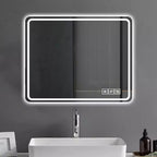 Miroirs de salle de bain LED avec lumières frontales, miroirs de courtoisie muraux, miroir sans cadre antibuée avec lumière, argent sans cuivre