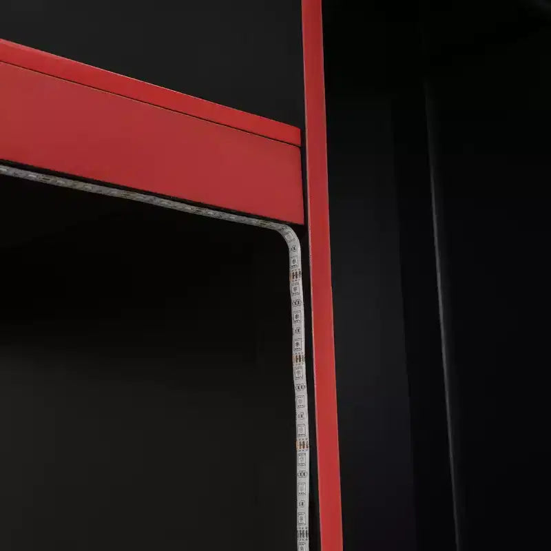 Lit mezzanine double Whisen Wood avec bureau intégré, armoire, LED et un tiroir