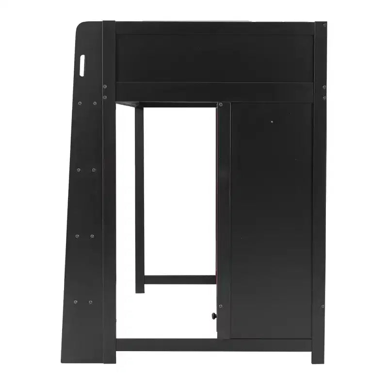 Lit mezzanine double Whisen Wood avec bureau intégré, armoire, LED et un tiroir