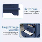 Table de chevet de ferme 18 bleu Table d'appoint 1 pièce avec station de recharge 2 tiroirs Rangement Étagère ouverte, pour chambre à coucher, salon, blanc