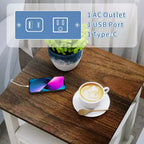 Table de chevet de ferme 18 bleu Table d'appoint 1 pièce avec station de recharge 2 tiroirs Rangement Étagère ouverte, pour chambre à coucher, salon, blanc