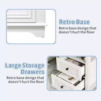 Table de chevet de ferme 18 bleu Table d'appoint 1 pièce avec station de recharge 2 tiroirs Rangement Étagère ouverte, pour chambre à coucher, salon, blanc