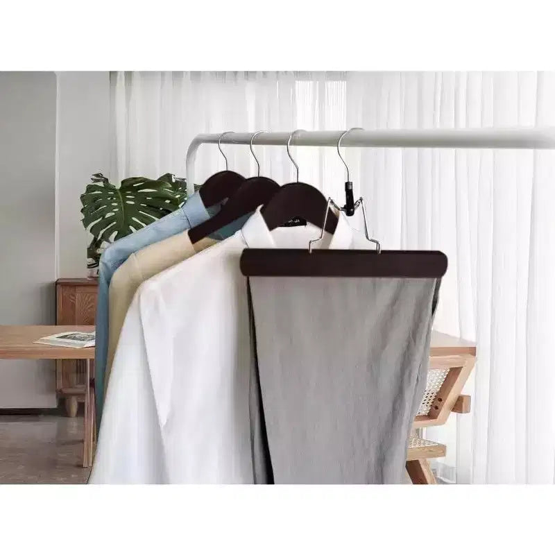 Cintres en bois pour pantalons - Cintres en bois pour jupes - Lot de 6 - Pour shorts et pantalons homme et vêtements femme - Antidérapants et fins pour un gain de place dans le placard