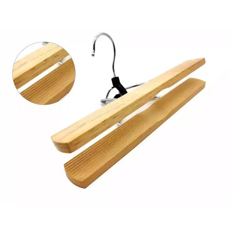 Cintres en bois pour pantalons - Cintres en bois pour jupes - Lot de 6 - Pour shorts et pantalons homme et vêtements femme - Antidérapants et fins pour un gain de place dans le placard
