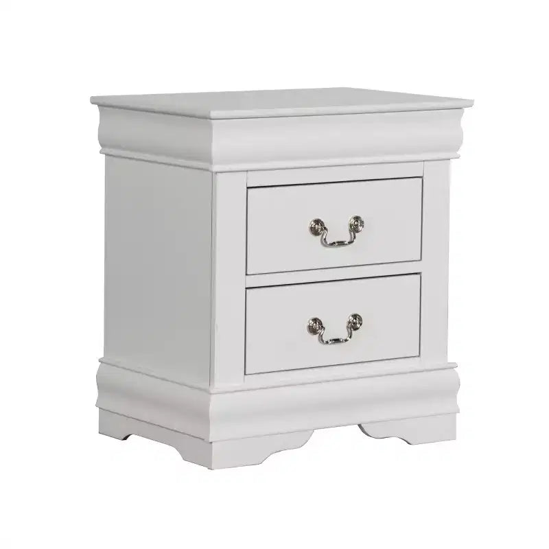 CLIHOME 2 Dovetail Drawers Classic Transitional Solid Wood Nightstand with Handle