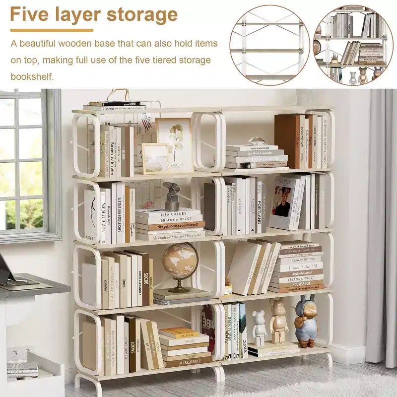 Étagère industrielle, étagère de rangement avec 8 étagères ouvertes, bibliothèque haute pour livres et CD, organisateur de rangement pour salon, couloir