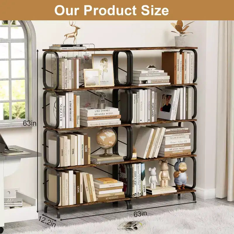 Étagère industrielle, étagère de rangement avec 8 étagères ouvertes, bibliothèque haute pour livres et CD, organisateur de rangement pour salon, couloir