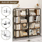 Étagère industrielle, étagère de rangement avec 8 étagères ouvertes, bibliothèque haute pour livres et CD, organisateur de rangement pour salon, couloir