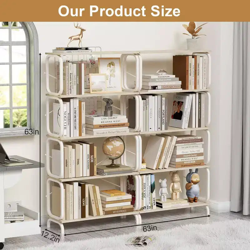 Étagère industrielle, étagère de rangement avec 8 étagères ouvertes, bibliothèque haute pour livres et CD, organisateur de rangement pour salon, couloir
