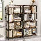 Okak Industrial Bookshelf, Storage Shelves with 8 Open Shelves, Tall Bookcase for Books and CDs, Storage Organizer for Living Room, Hallway
