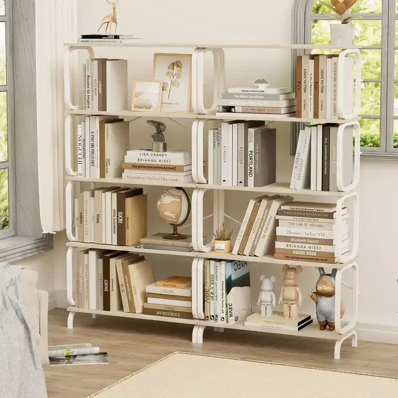 Étagère industrielle, étagère de rangement avec 8 étagères ouvertes, bibliothèque haute pour livres et CD, organisateur de rangement pour salon, couloir
