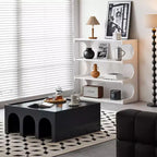 Bibliothèque moderne 2-en-1, étagère au sol minimaliste à 4 niveaux, vitrine pour salon, chambre, bureau