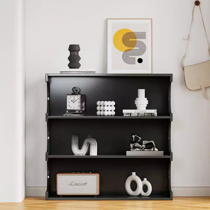 Okak Modern 2 In 1 Bookshelf, Minimalist Floor Bookcase with 4-Tier, Display Case for Living Room, Bedroom, Office