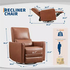 Fauteuil inclinable pivotant surdimensionné, fauteuil inclinable à bascule manuel en similicuir, canapé inclinable profond avec dossier haut