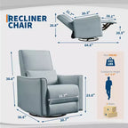 Fauteuil inclinable pivotant surdimensionné, fauteuil inclinable à bascule manuel en similicuir, canapé inclinable profond avec dossier haut