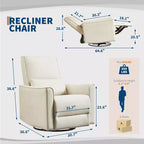 Fauteuil inclinable pivotant surdimensionné, fauteuil inclinable à bascule manuel en similicuir, canapé inclinable profond avec dossier haut