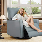Fauteuil inclinable pivotant surdimensionné, fauteuil inclinable à bascule manuel en similicuir, canapé inclinable profond avec dossier haut