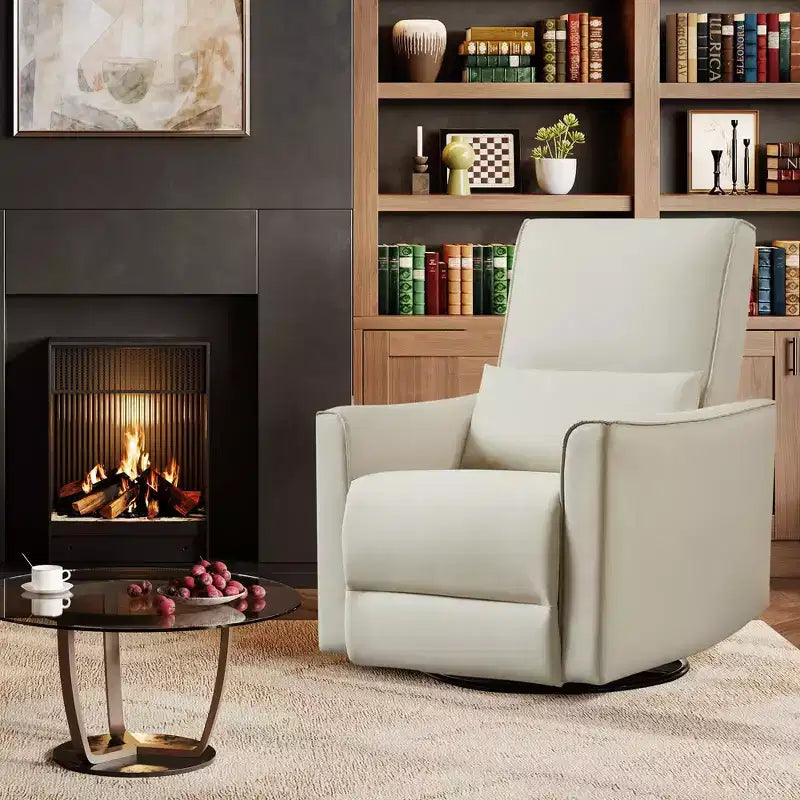 Fauteuil inclinable pivotant surdimensionné, fauteuil inclinable à bascule manuel en similicuir, canapé inclinable profond avec dossier haut