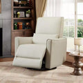 GustoWave Oversized Swivel Recliner Chair, Manual Faux Leather Rocker Recliner Glider, Deep Seat Recliner Sofa with High Backrest