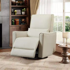 GustoWave Oversized Swivel Recliner Chair, Manual Faux Leather Rocker Recliner Glider, Deep Seat Recliner Sofa with High Backrest