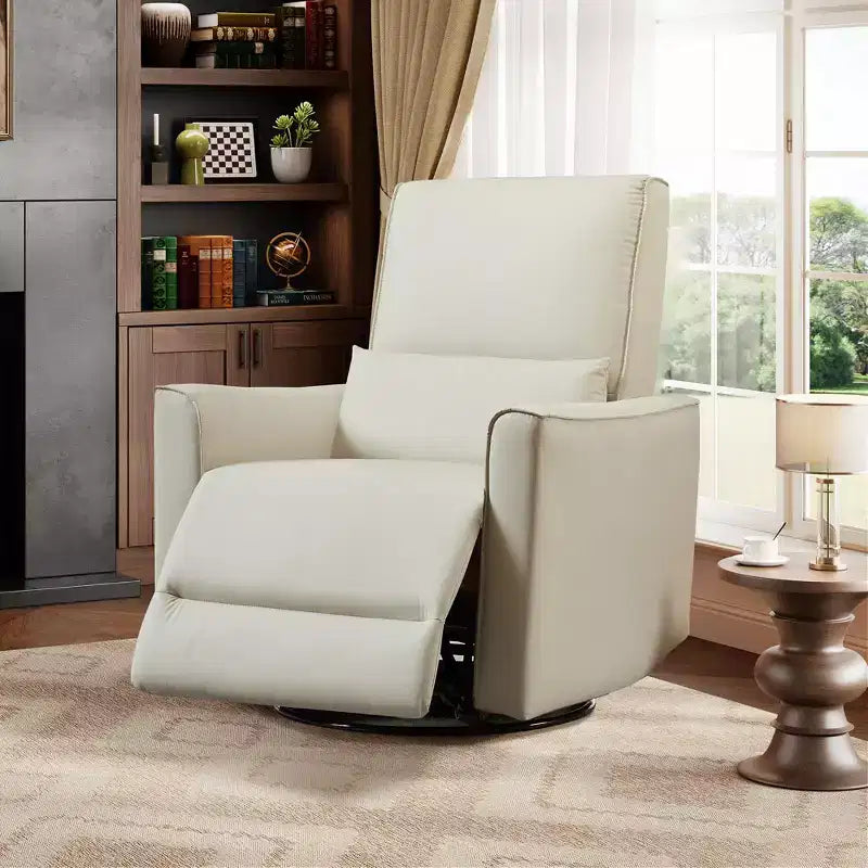 GustoWave Oversized Swivel Recliner Chair, Manual Faux Leather Rocker Recliner Glider, Deep Seat Recliner Sofa with High Backrest
