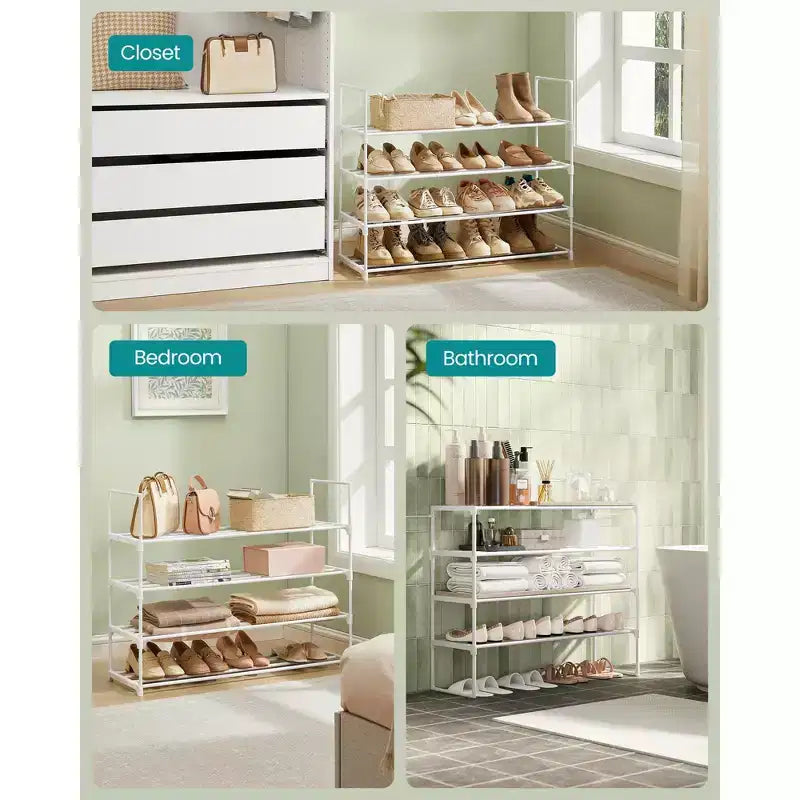 Étagère à chaussures métallique 3/4 niveaux, rangement à la verticale ou à l'envers, organisateur de chaussures empilable