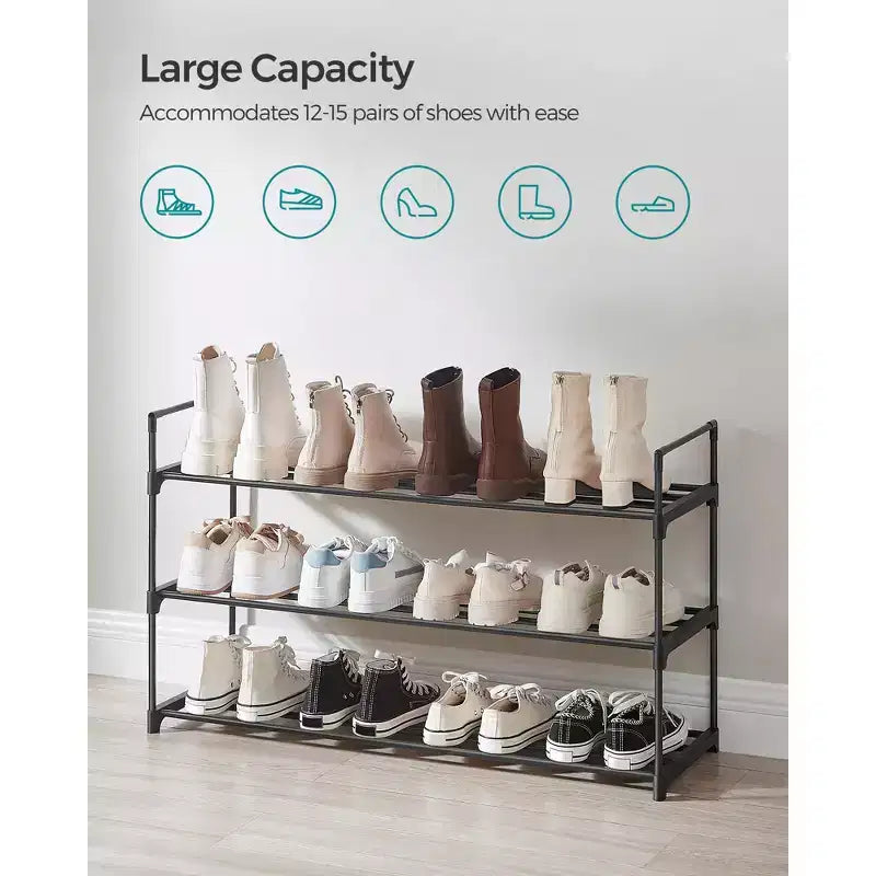 Étagère à chaussures métallique 3/4 niveaux, rangement à la verticale ou à l'envers, organisateur de chaussures empilable