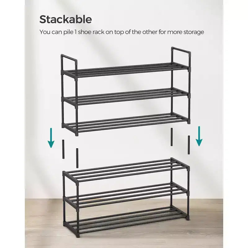 Étagère à chaussures métallique 3/4 niveaux, rangement à la verticale ou à l'envers, organisateur de chaussures empilable